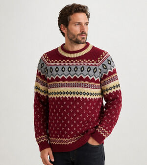 Devold Nordic Fair Isle 100% Wool Hand knit Sweater Pullover Sz L Norwegian